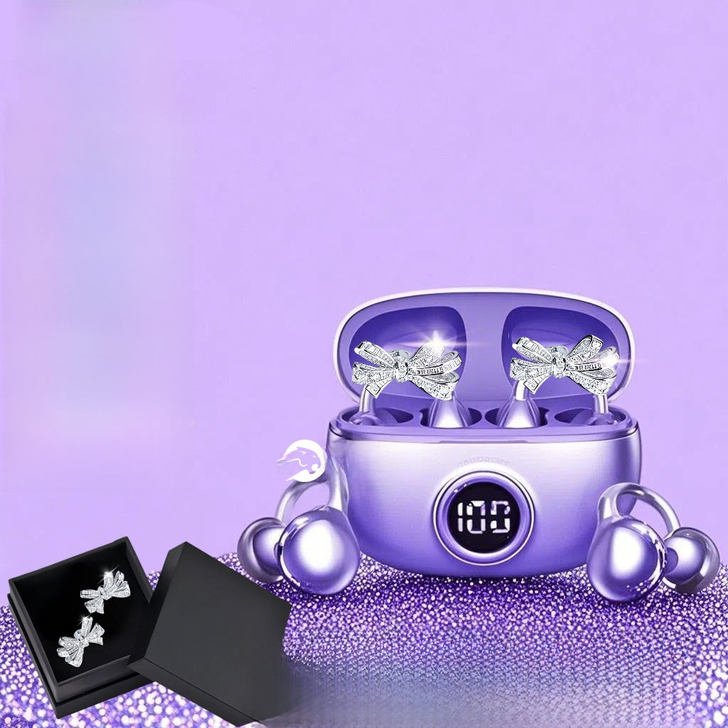 Wireless Bluetooth Ear Clip Headset with Detachable Earrings