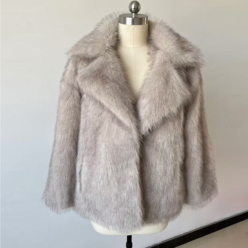 Thickened Fluffy Fox Fur Coat Women Loose Elegant Winter