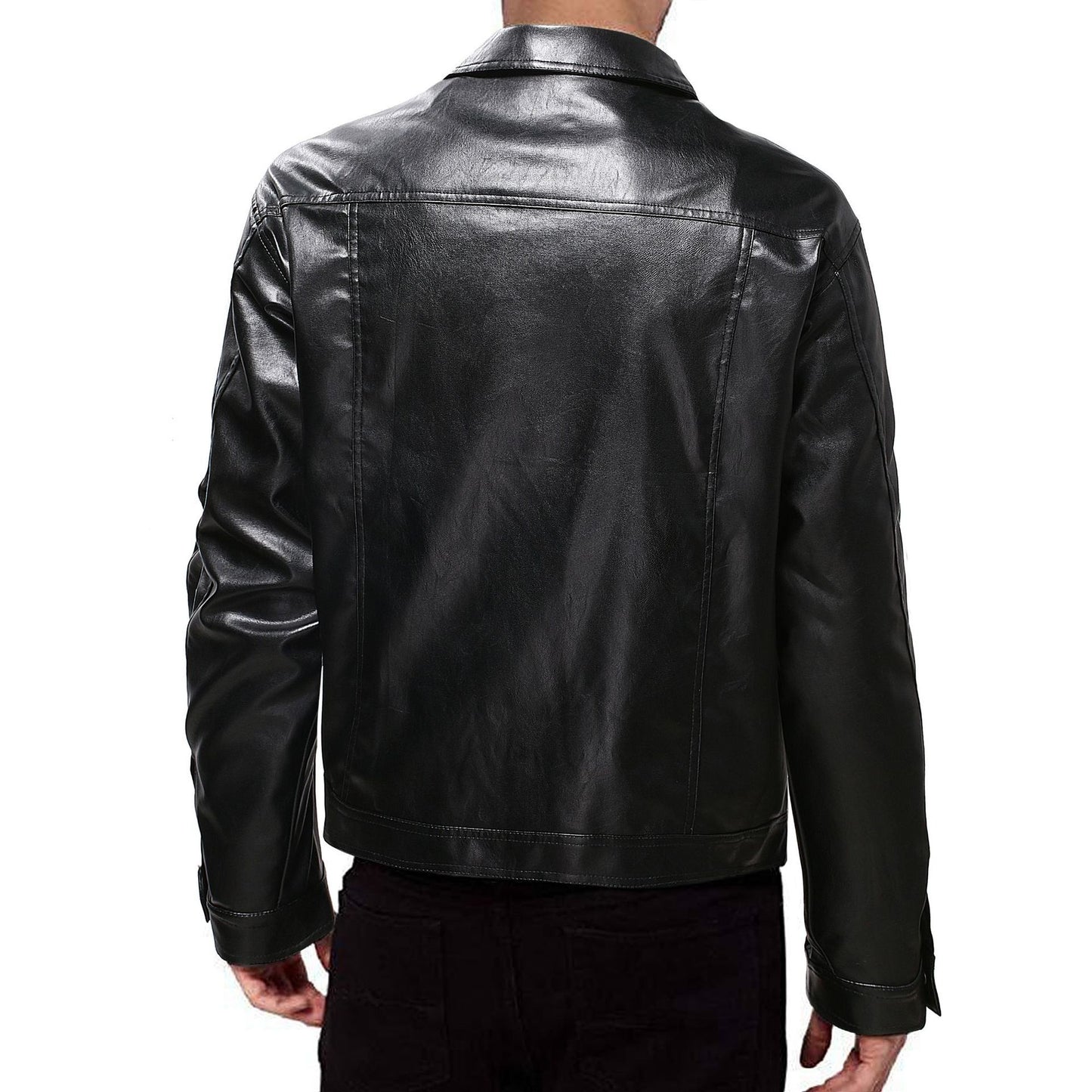 Men's single-button leather coat