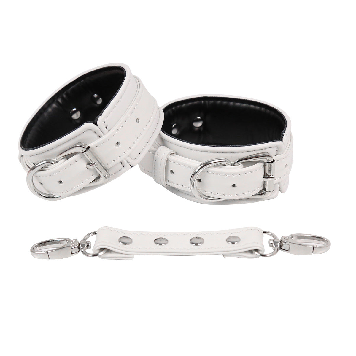 LE leather handcuffs and leg irons with chains