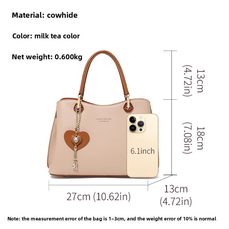 Women's Bags Handbags , Genuine Leather Crossbody Bag - Medium Size, Milk Tea Color, Light Luxury Design