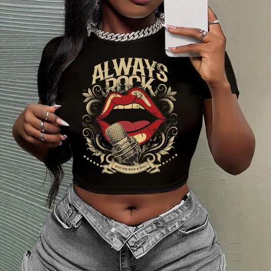 Slim-fit Street Hip-hop Crop T-shirt