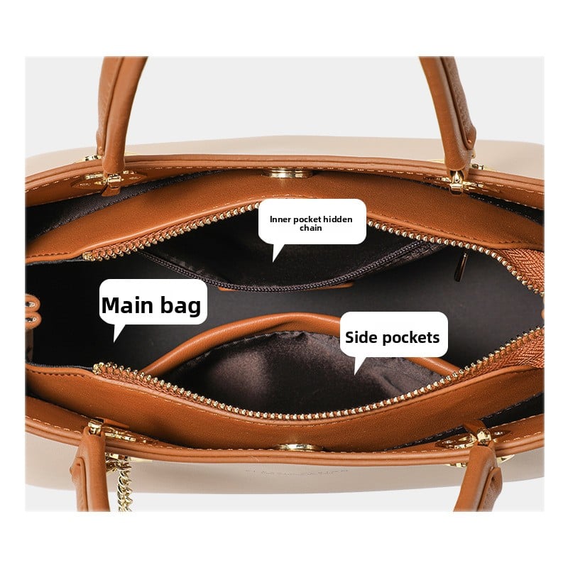 Women's Bags Handbags , Genuine Leather Crossbody Bag - Medium Size, Milk Tea Color, Light Luxury Design