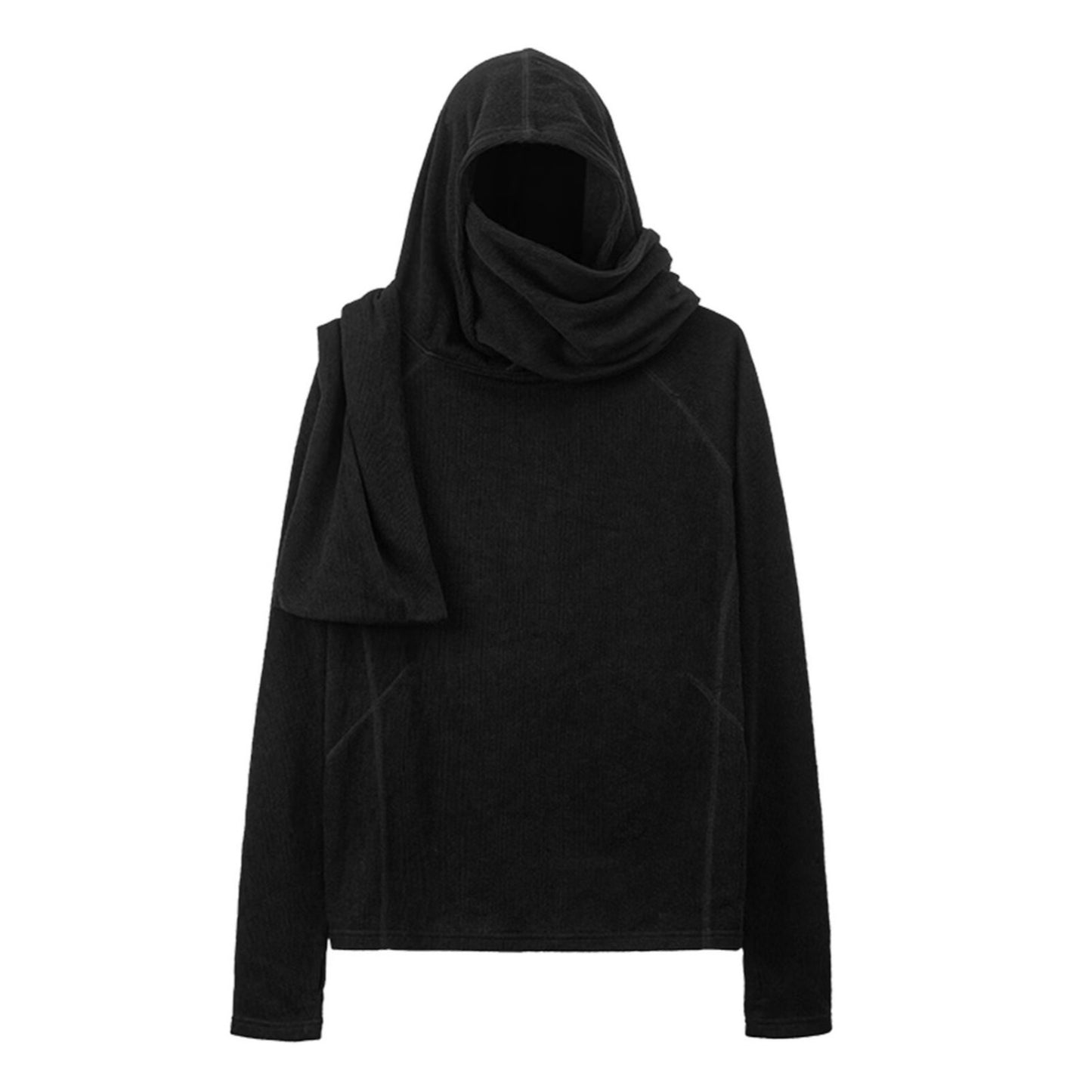 Fashion Hooded Pullover with Scarf Collar