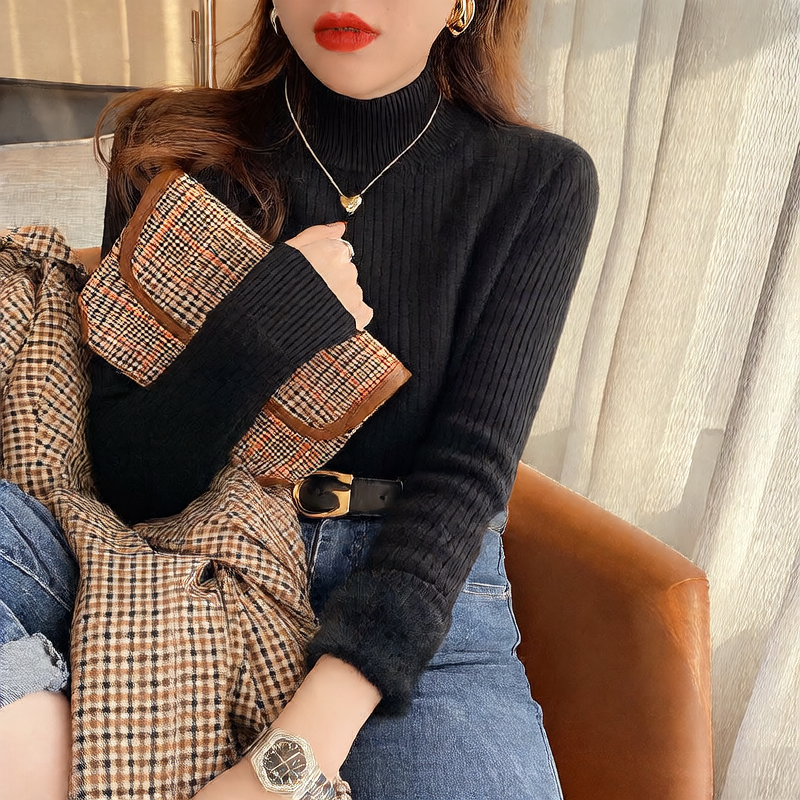 Half-neck sweater for women, suitable for autumn and winter tops