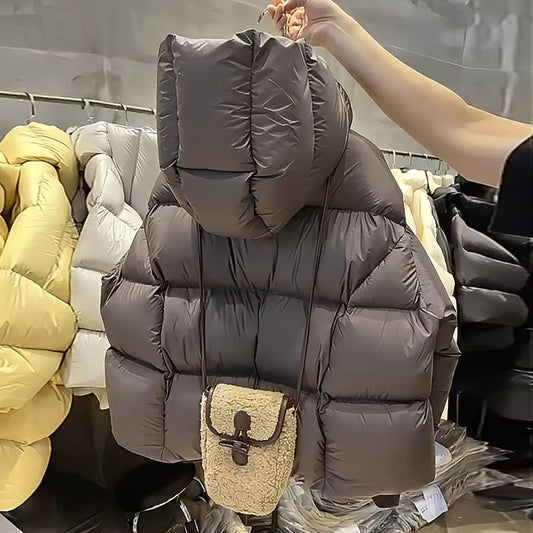 Short Hooded Puffer Down Jacket for Women