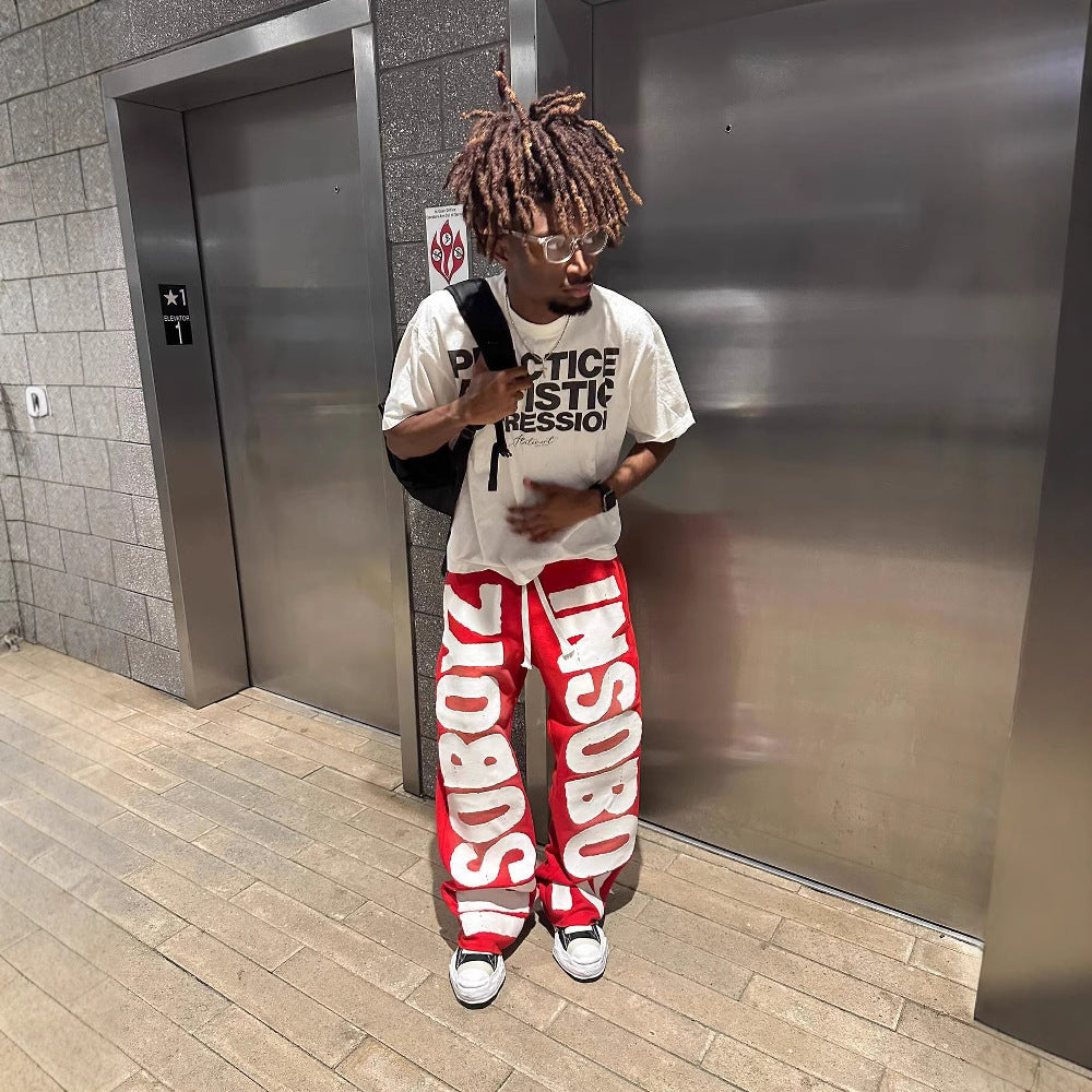 Loose Print Street Style Pants