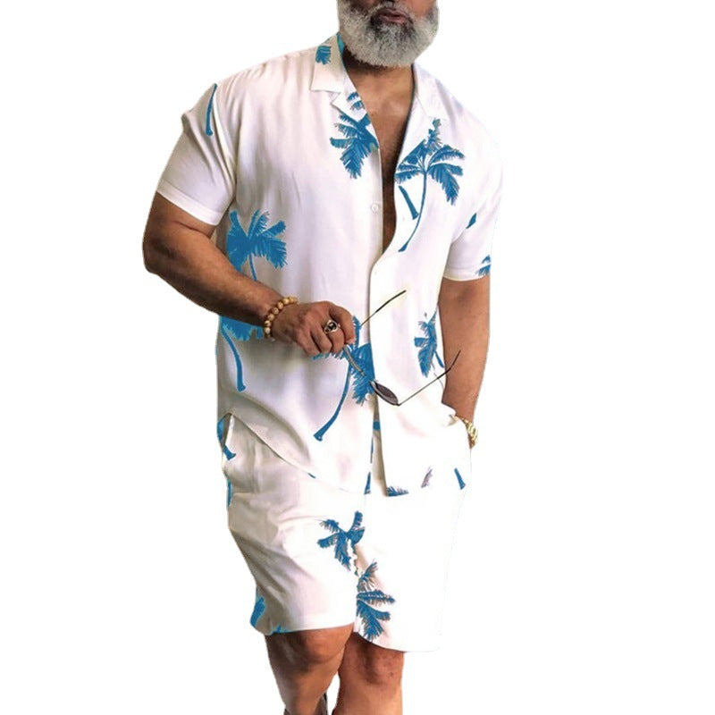 Printed Men's Shirt and Shorts Beach Suit