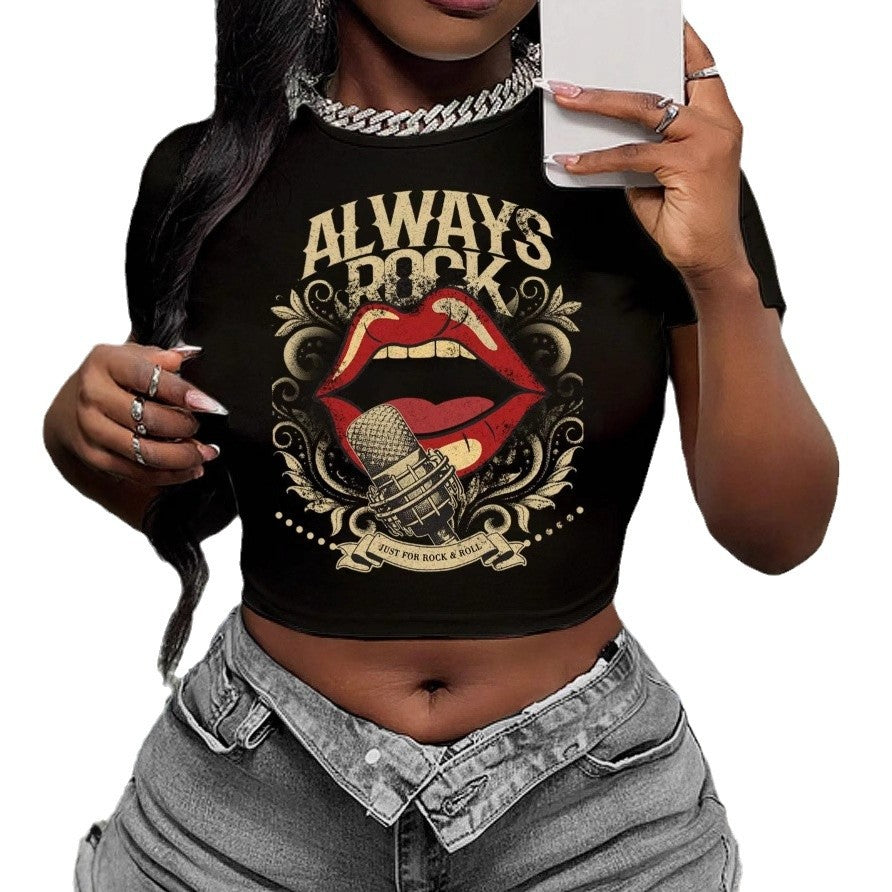 Slim-fit Street Hip-hop Crop T-shirt