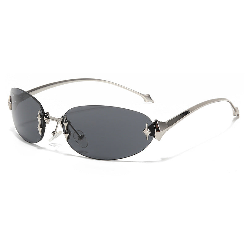 Rimless Sunglasses Retro Star Design UV400 Protection