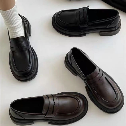 Women's Chunky Heel Loafer Shoes