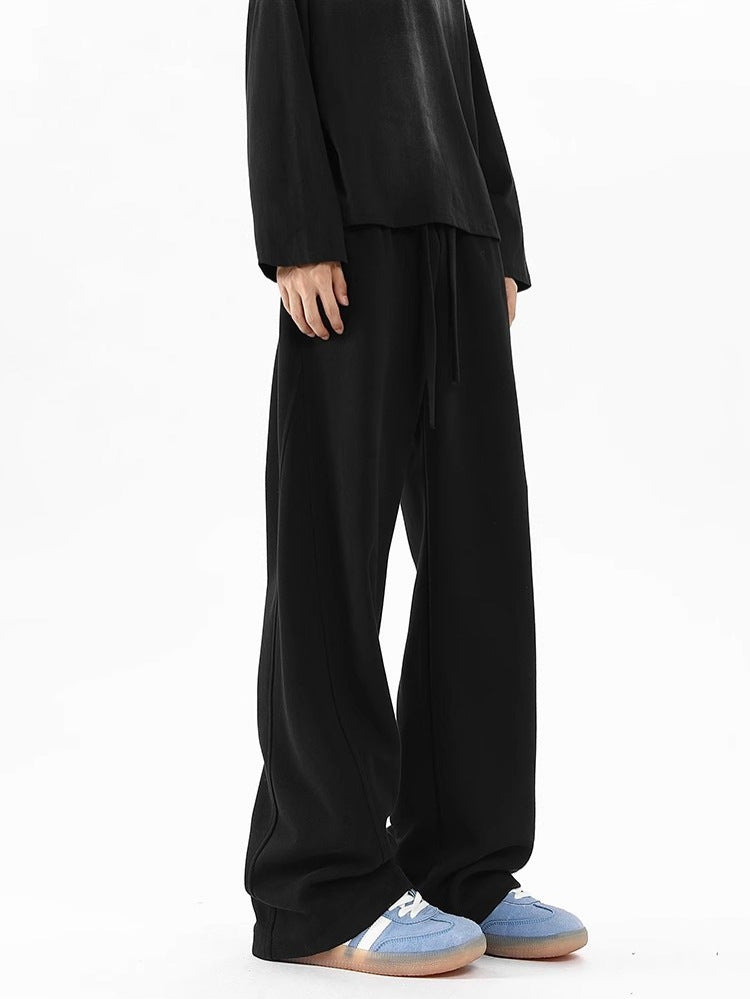 Men's Fleece-Lined Casual Sweatpants Loose-Fit Wide-Leg Pants