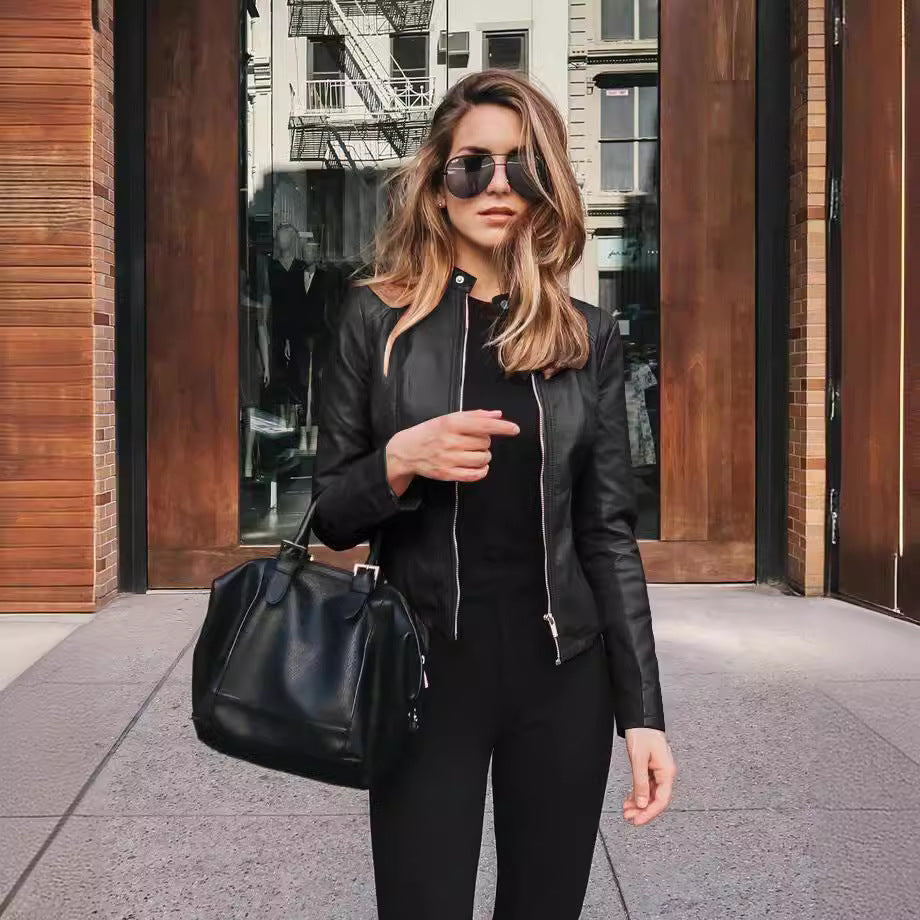 Fashionable leather jackets for women in autumn and winter