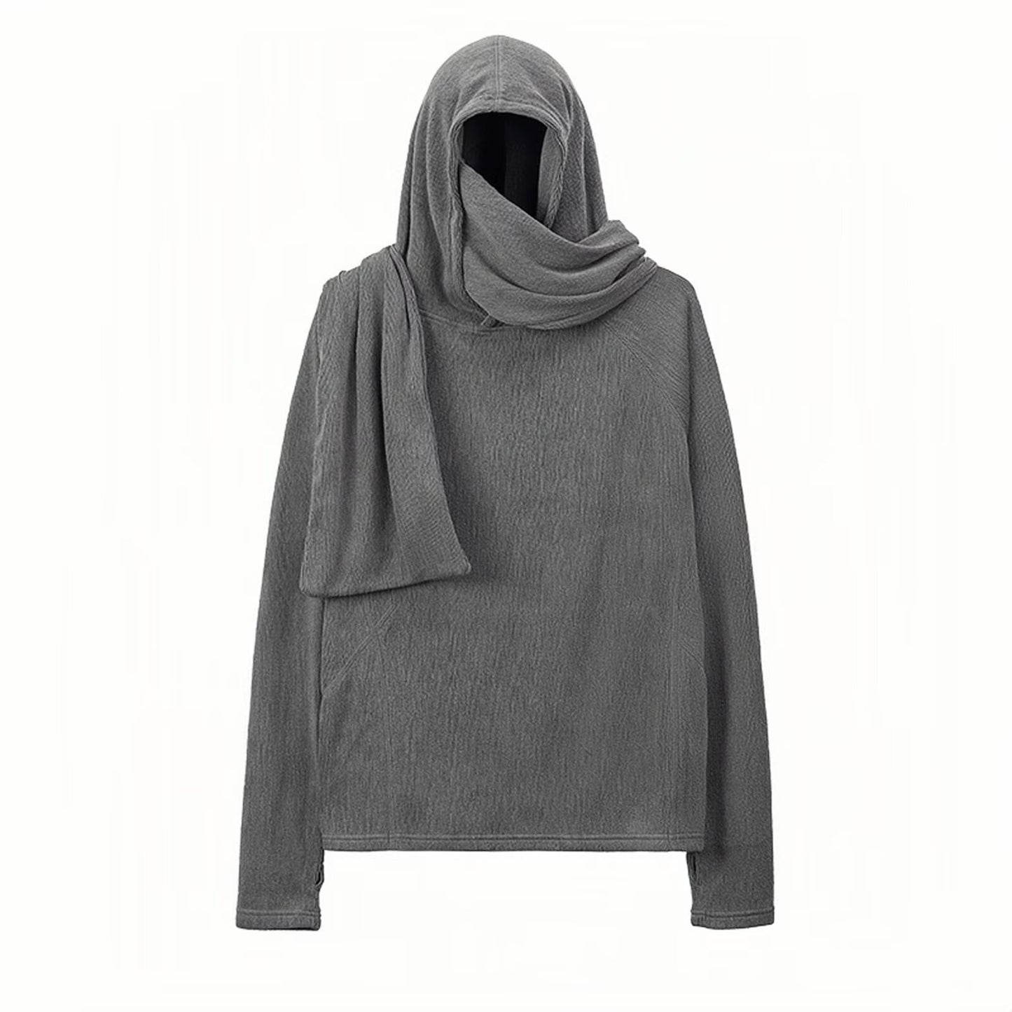 Fashion Hooded Pullover with Scarf Collar