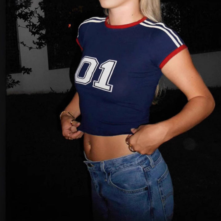 Tops Short Round Neck Street Fashion