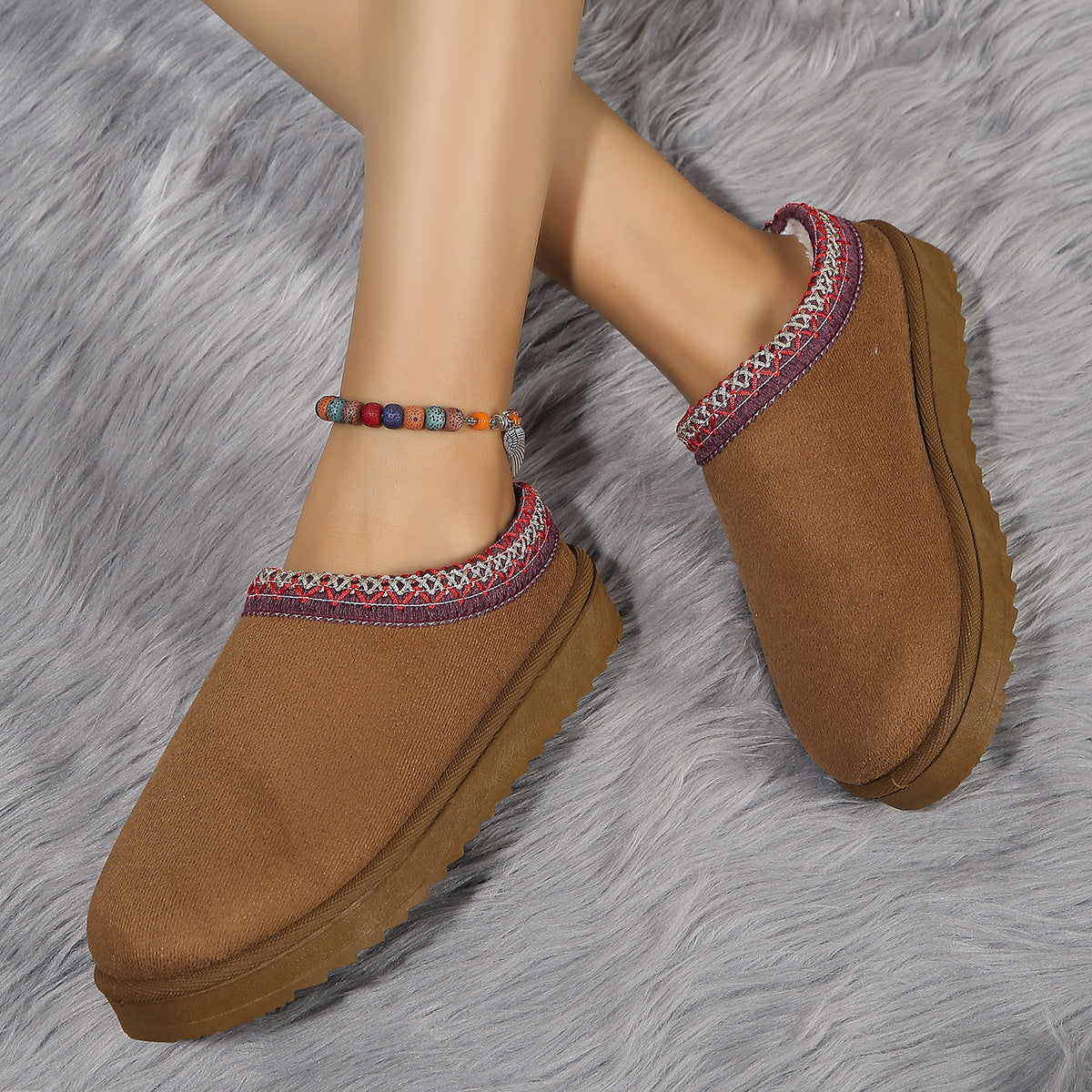 Thickened plush slippers