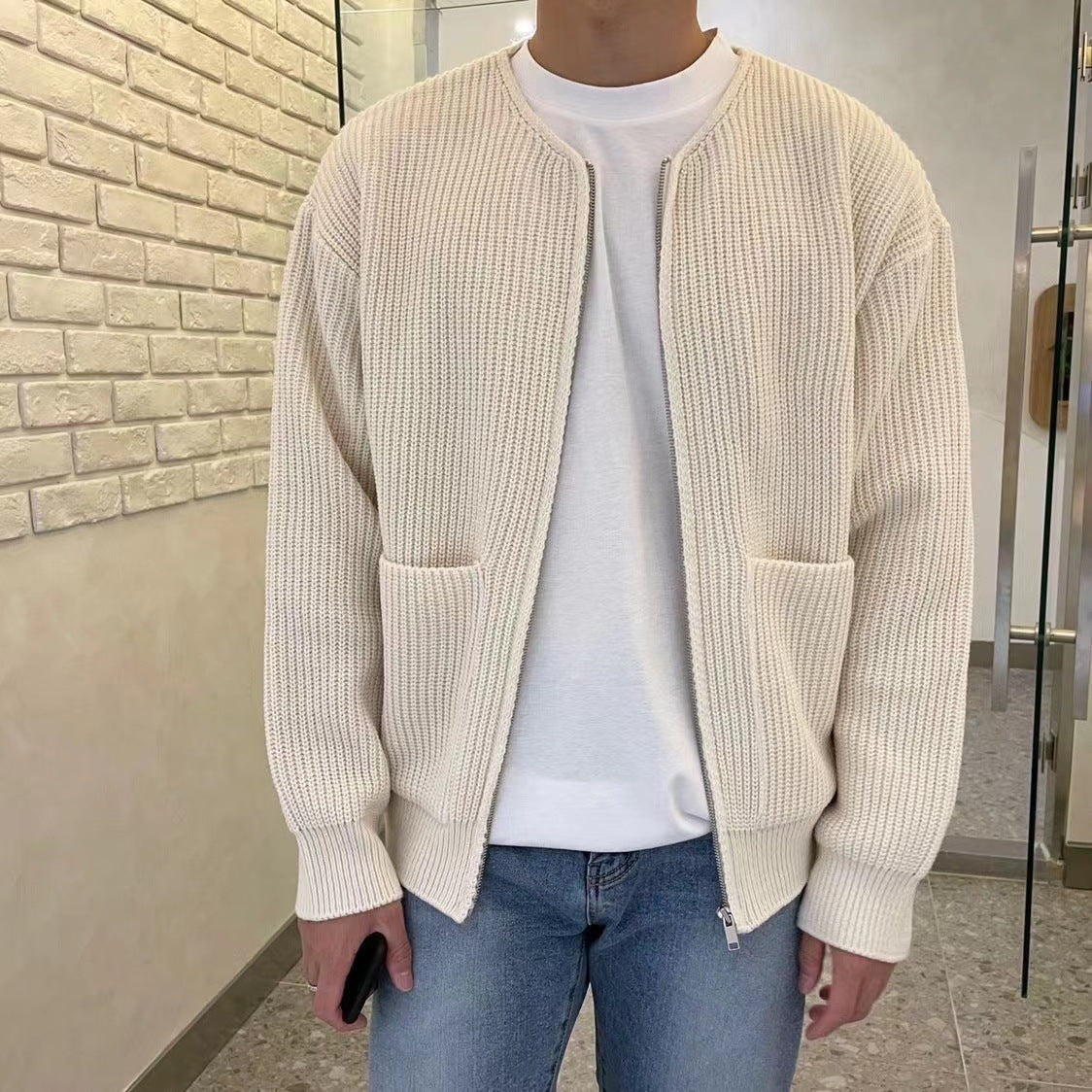 Men's Casual Knitted Cardigan Sweater