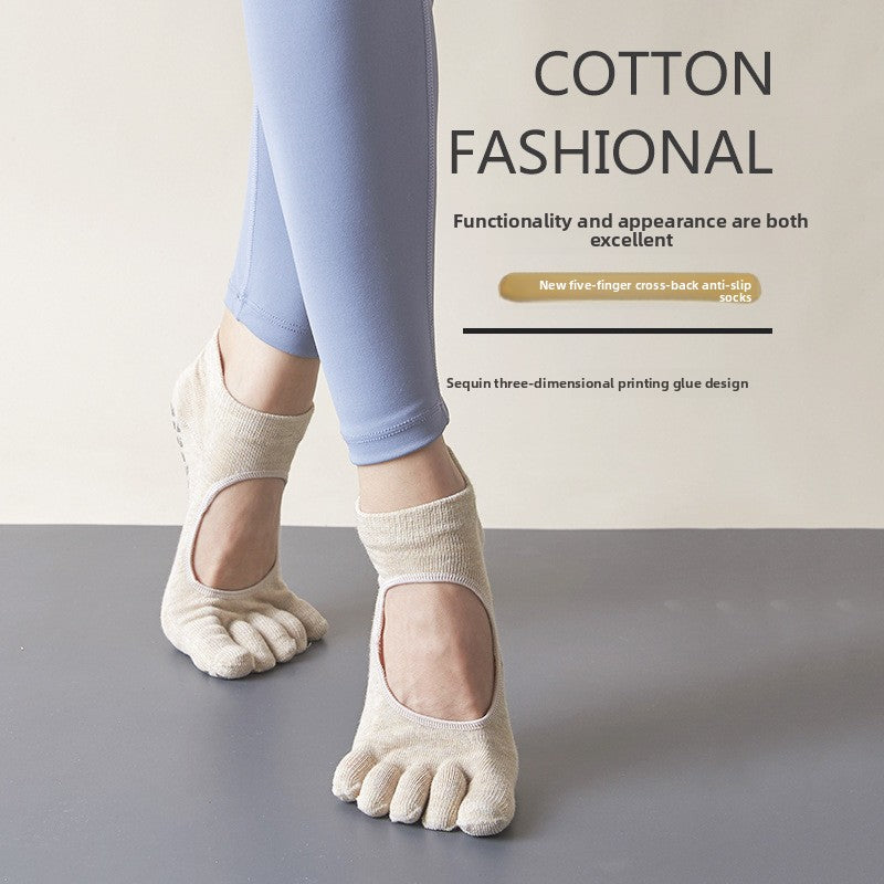 Yoga Socks Anti-Slip Five-Toe Cotton Fitness Socks