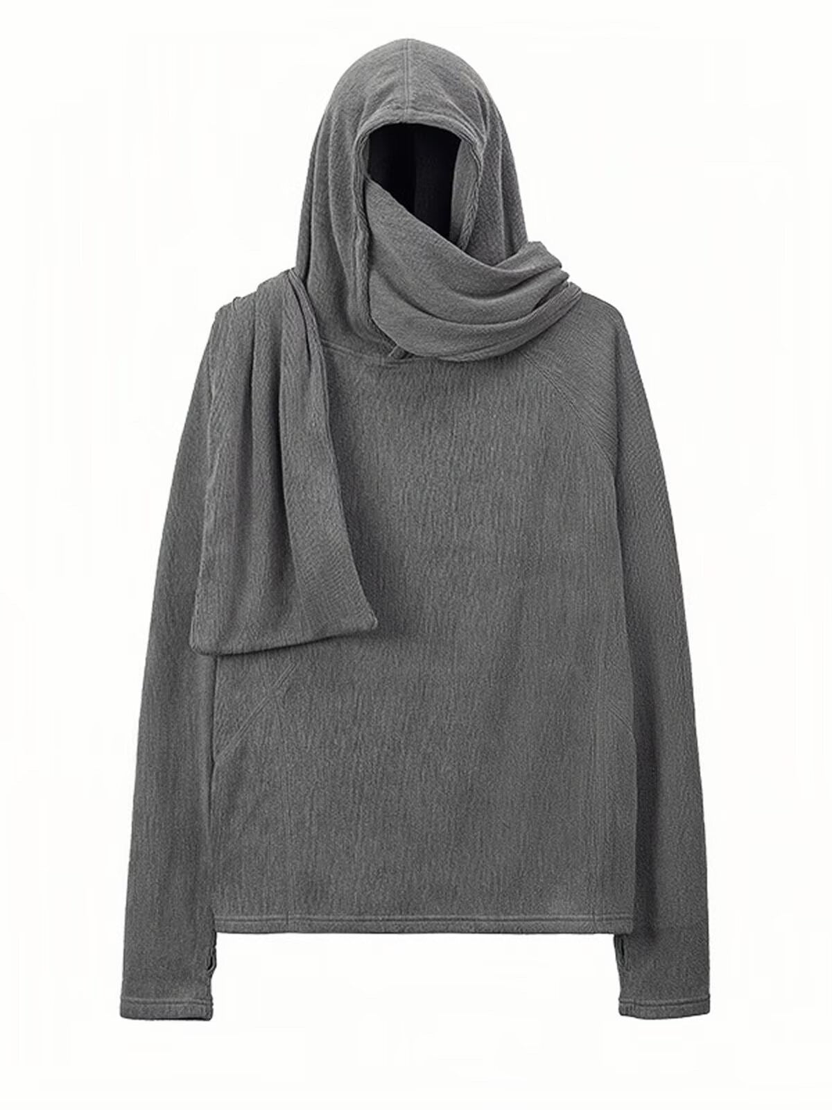 Fashion Hooded Pullover with Scarf Collar