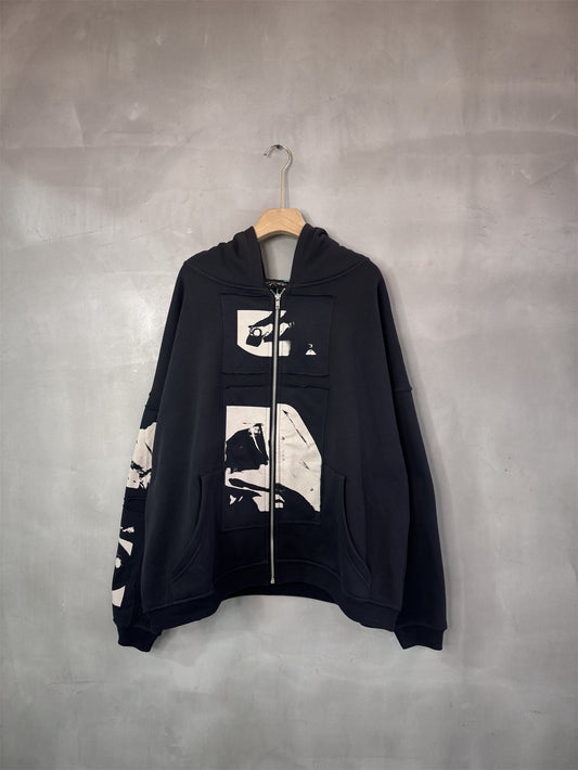 Erd Vintage Hooded Zipper Cardigan Sweatshirt