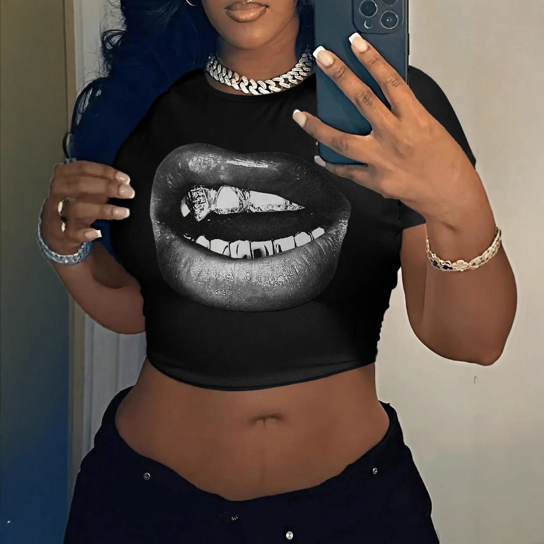 Slim-fit Street Hip-hop Crop T-shirt