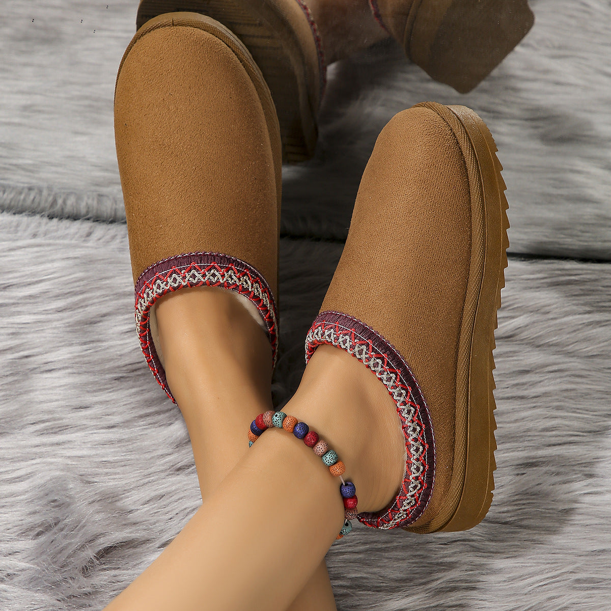 Thickened plush slippers