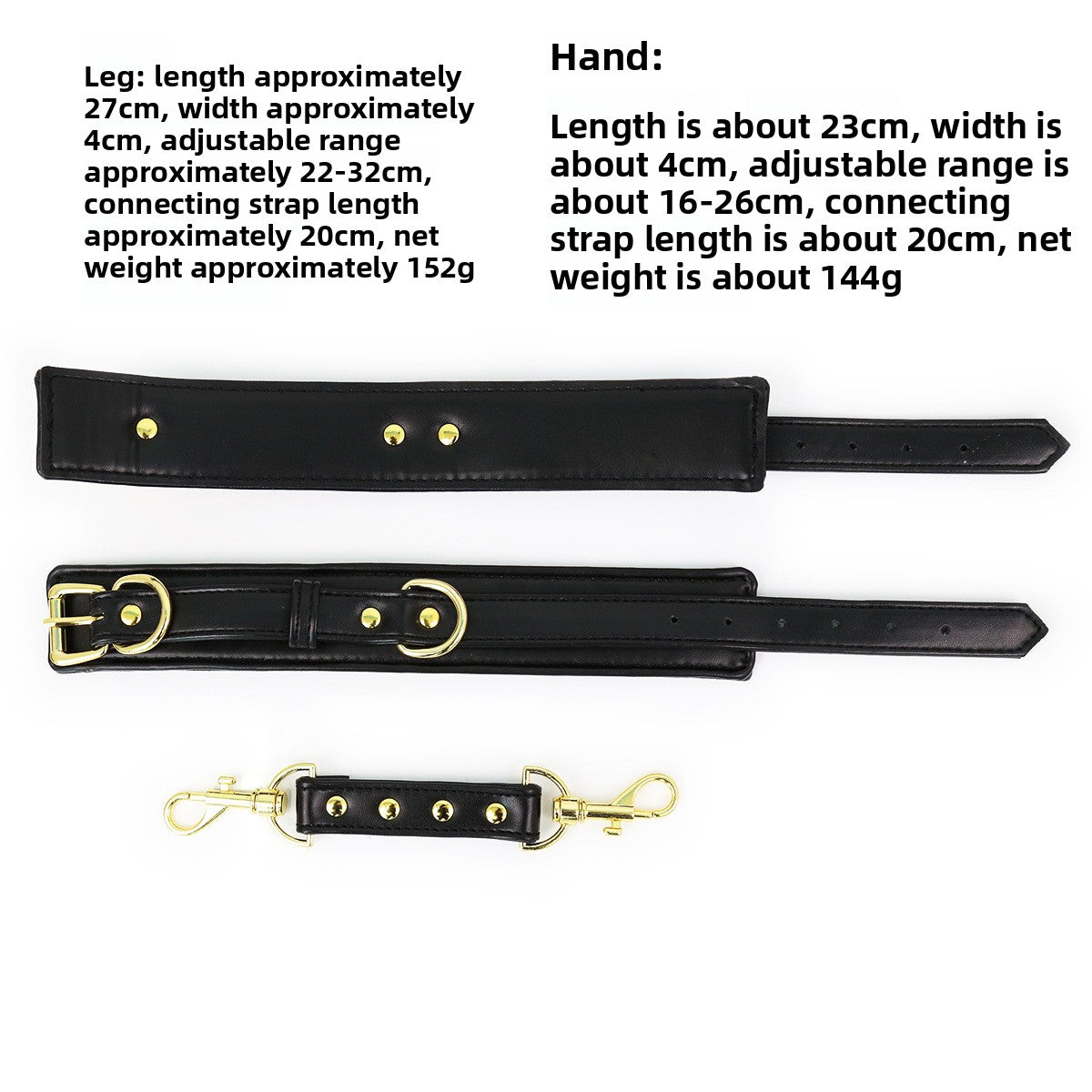 LE leather handcuffs and leg irons with chains