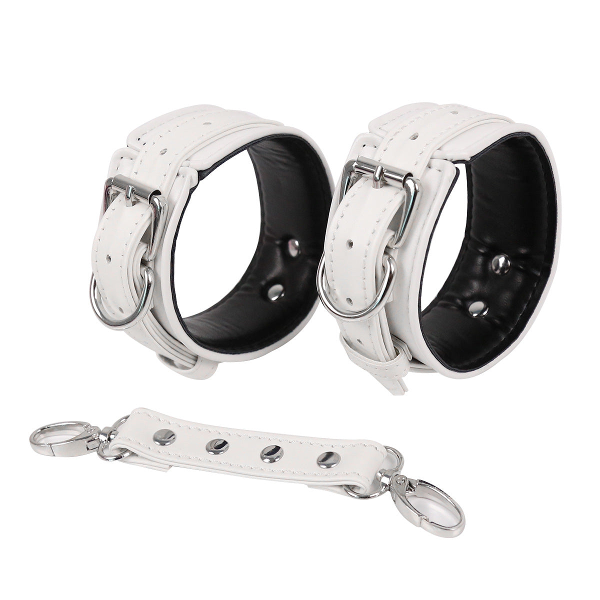LE leather handcuffs and leg irons with chains