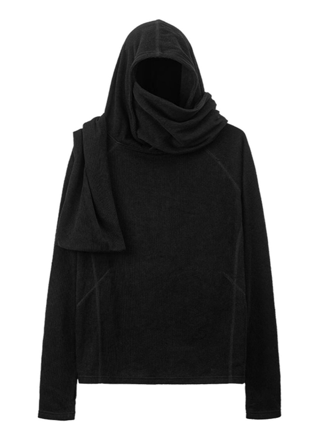 Fashion Hooded Pullover with Scarf Collar