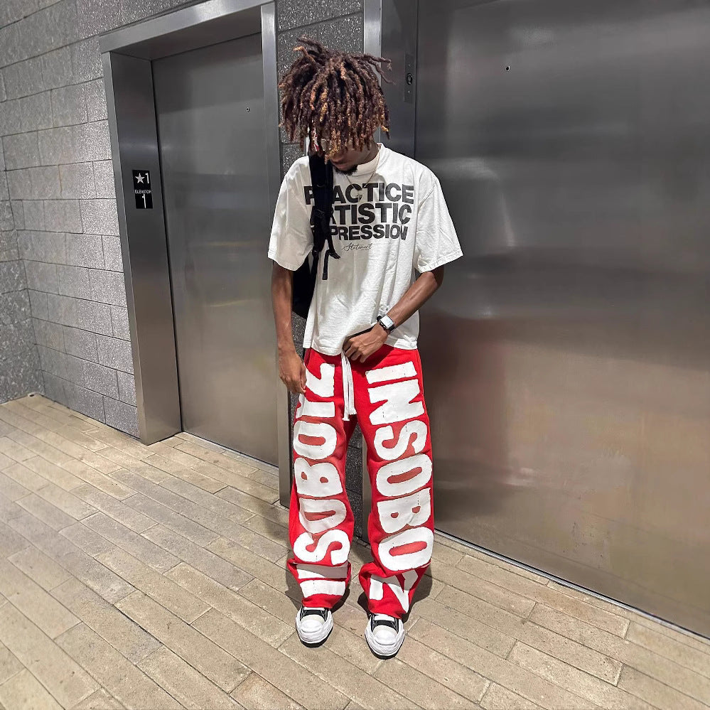 Loose Print Street Style Pants