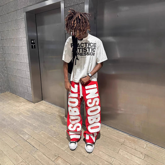 Loose Print Street Style Pants