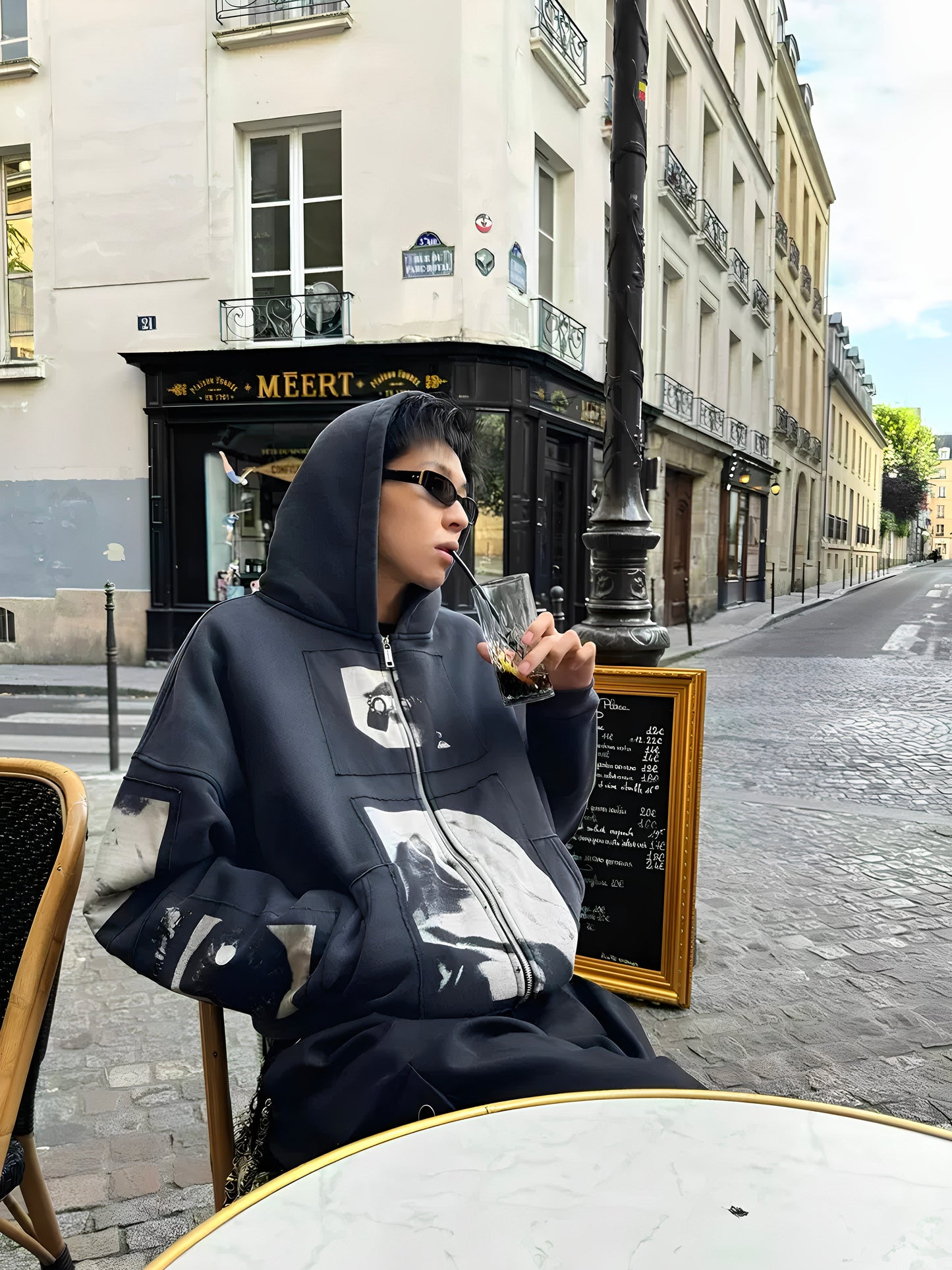 Erd Vintage Hooded Zipper Cardigan Sweatshirt